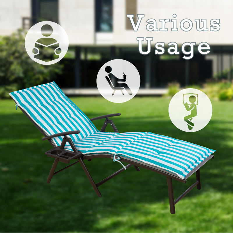 Kozyard Cozy Aluminum Reclining Lounge Chair - Perfect for Beach, Yard, Pool, Deck, and Patio - Outdoor Chaise Lounge with Drink Holder, Weather Free, Adjustable - Assemble-Free