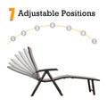 A beige foldable lounge chair that offers 7 adjustable positions for customized comfort. The chair allows users to easily change its angle, making it suitable for various activities like relaxing, reading, or sun - bathing.Beige Foldable Lounge Chair with 7 Adjustable Positions. beige foldable lounge chair, 7 adjustable positions, customizable comfort, outdoor relaxation.