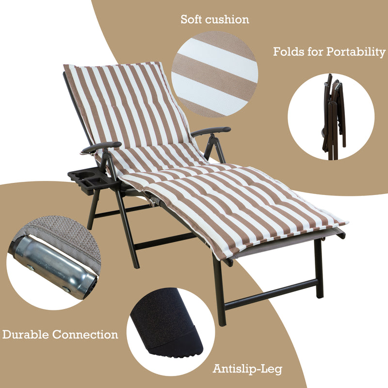 Kozyard Cozy Aluminum Reclining Lounge Chair - Perfect for Beach, Yard, Pool, Deck, and Patio - Outdoor Chaise Lounge with Drink Holder, Weather Free, Adjustable - Assemble-Free