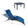 Dimensions of Blue Lounge Chair and Side Table
alt text：A technical illustration showing the precise dimensions of a blue lounge chair with a headrest and a small side table. Keywords: blue lounge chair, side table, dimensions
