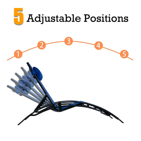 Lounge Chair with 5 Adjustable Positions
alt text：An illustration demonstrating a lounge chair with five adjustable positions, highlighting its versatility for different relaxation needs. Keywords: lounge chair, 5 adjustable positions, versatility
