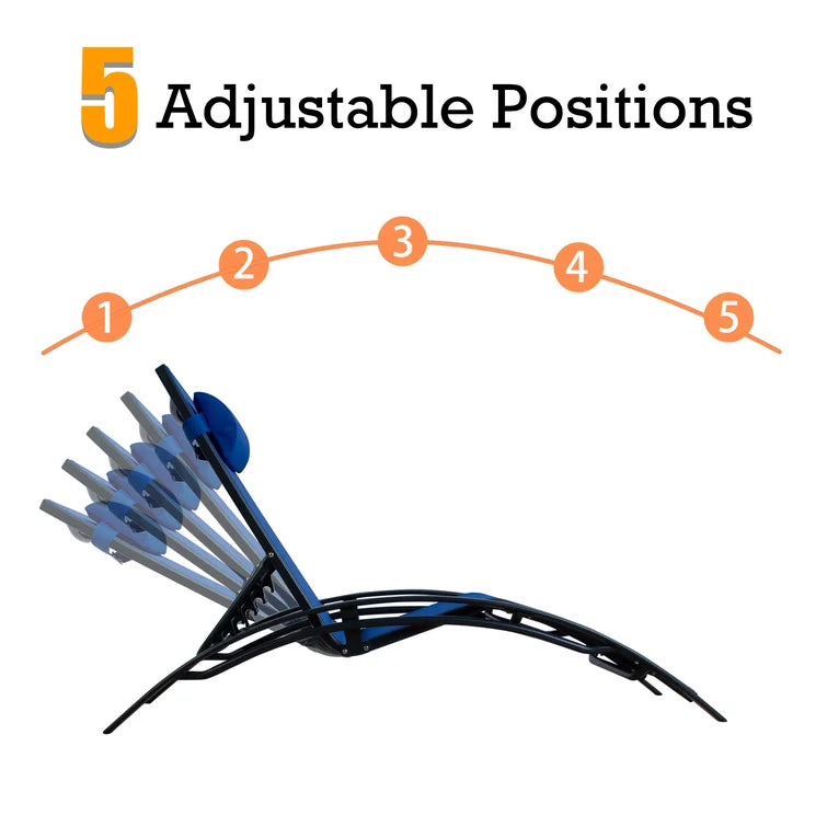 Lounge Chair with 5 Adjustable Positions
alt text：An illustration demonstrating a lounge chair with five adjustable positions, highlighting its versatility for different relaxation needs. Keywords: lounge chair, 5 adjustable positions, versatility
