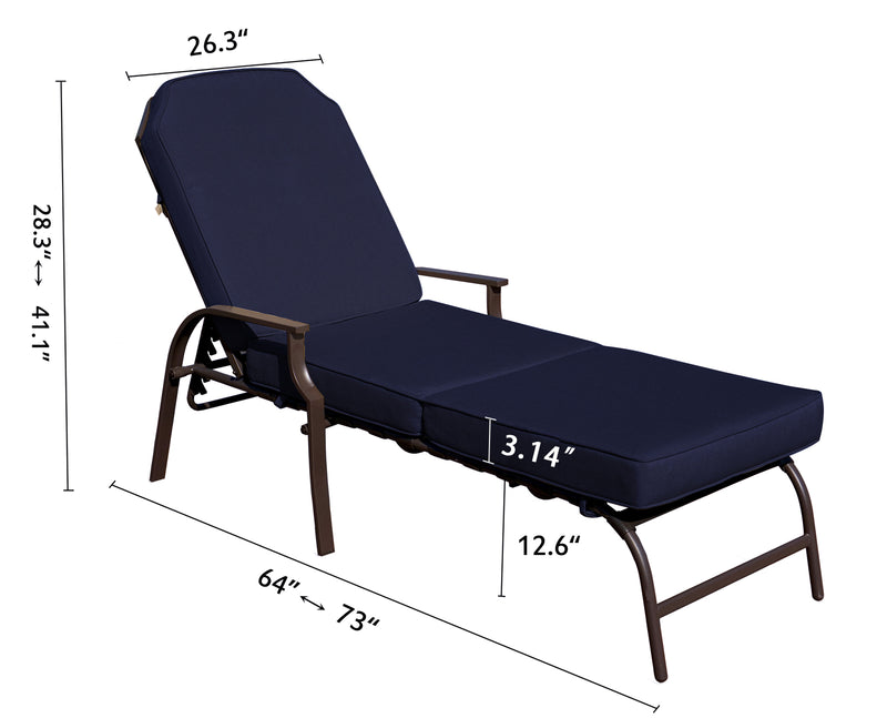 Kozyard Maya Outdoor Chaise Lounge Weather & Rust Resistant Steel Chair with Polyester Fabric Cushion（3 Color Options）