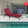 Stylish Red Outdoor Lounge Chair by Kozyard
alt text：A vibrant red outdoor lounge chair by Kozyard, positioned by a pool with a modern indoor living space in the background. Keywords: Kozyard lounge chair, red outdoor furniture, poolside
