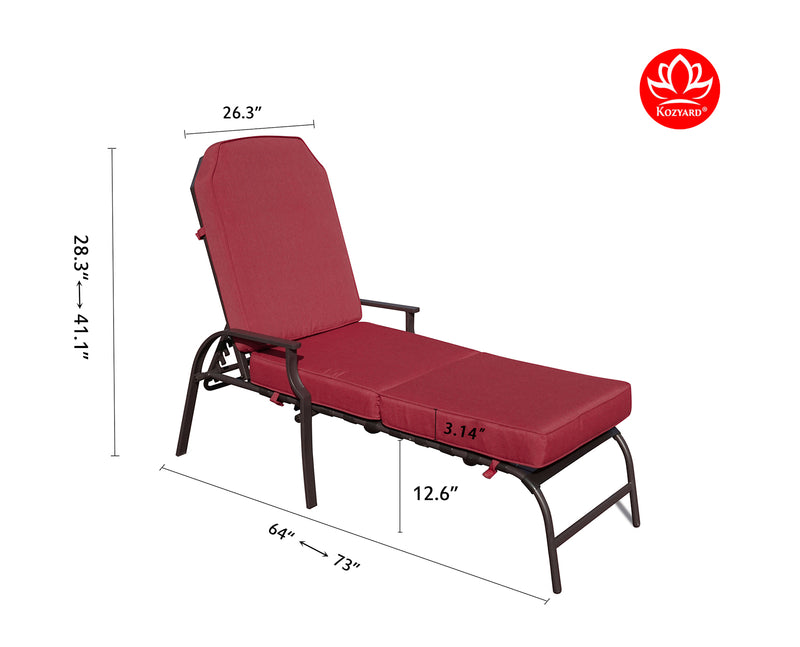 Kozyard Maya Chaise Lounge - Outdoor Patio Recliner Chair, Comfortable Patio Lounge Chair, Elegant Chaise Lounge Chair for Relaxation, Perfect Outdoor Recliner Chair