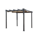 Kozyard outdoor pergola with adjustable beige canopy, durable metal frame and UV-blocking shade design, ideal for patio, garden or backyard relaxation and outdoor gatherings.