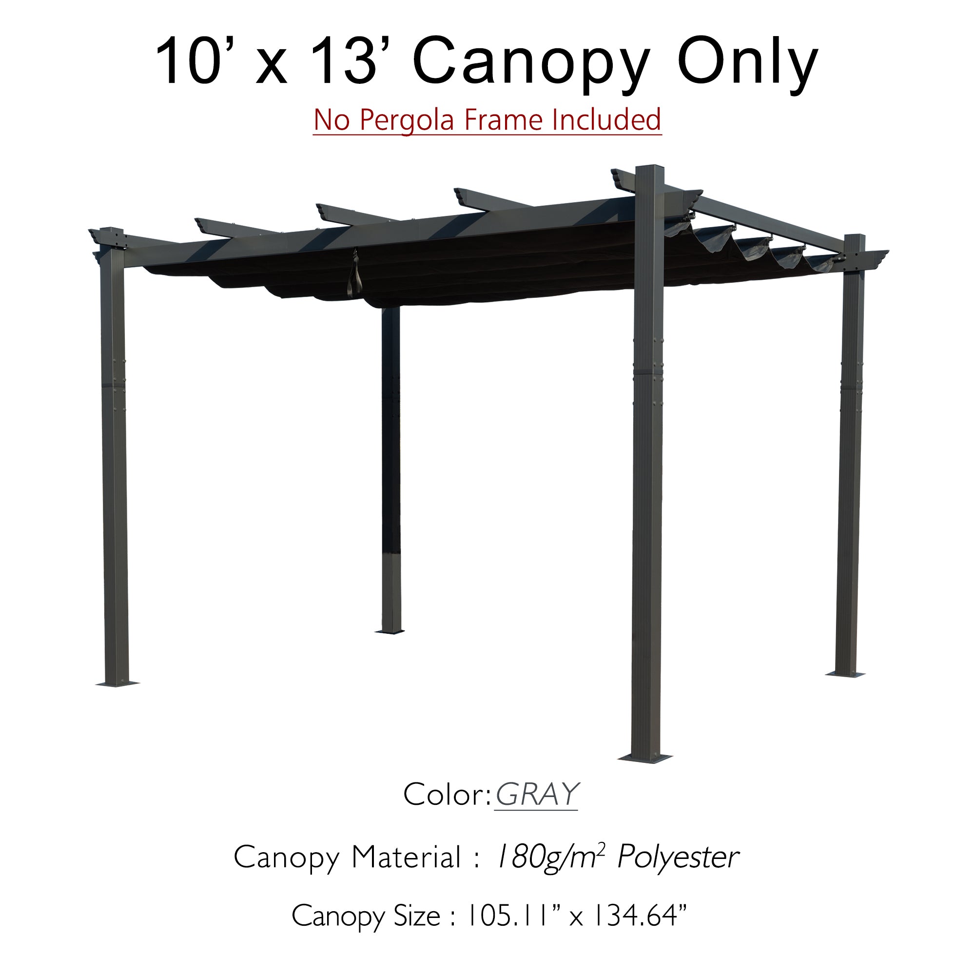 Kozyard Morgan Outdoor 10'x13' Pergola Sun Shade Canopy (4