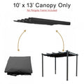 10' x 13' Pergola Canopy
A 10' x 13' black pergola canopy shown in rolled - up and deployed states, with a note indicating "No Pergola Frame Included". Keywords: pergola canopy, 10' x 13', no frame included