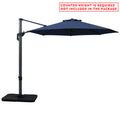 A navy blue cantilever patio umbrella with a dark - colored stand. Note: Counter weight is required and not included in the package.
Outdoor offset umbrella in navy blue, featuring a metal frame and base. Counter weight needed, not part of the package. Cantilever Patio Umbrella: Counter Weight Not Included. Outdoor Offset Umbrella: Counter Weight Required. cantilever umbrella, patio umbrella, offset umbrella, outdoor umbrella, counter weight, navy blue umbrella