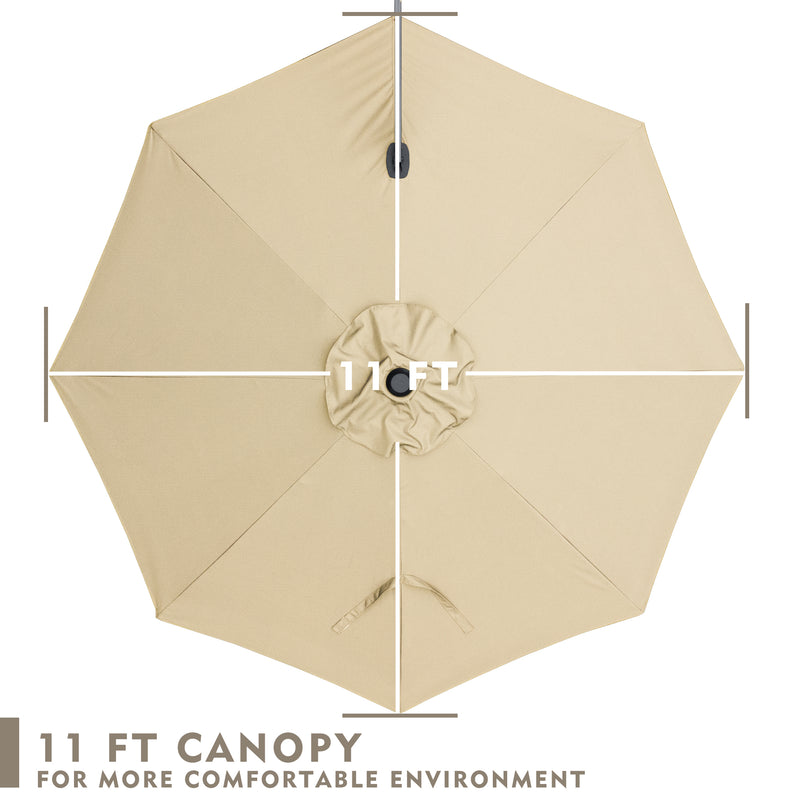 Top - down view of a 11 - foot beige patio umbrella canopy, designed to create a more comfortable outdoor environment.
A 11 - ft canopy of an outdoor umbrella shown from above, emphasizing comfort in the outdoor setting. 11 FT Patio Umbrella Canopy for Comfortable Outdoors. 11 - Foot Canopy: Enhance Your Outdoor Comfort. 11 ft umbrella canopy, patio umbrella, outdoor umbrella, comfortable outdoor environment, beige umbrella canopy