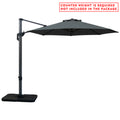 A gray cantilever patio umbrella with a dark - colored stand. Note: Counter weight is required and not included in the package.
Outdoor offset umbrella in gray, featuring a metal frame and base. Counter weight needed, not part of the package. Cantilever Patio Umbrella: Counter Weight Not Included. Outdoor Offset Umbrella: Counter Weight Required. cantilever umbrella, patio umbrella, offset umbrella, outdoor umbrella, counter weight, gray umbrella