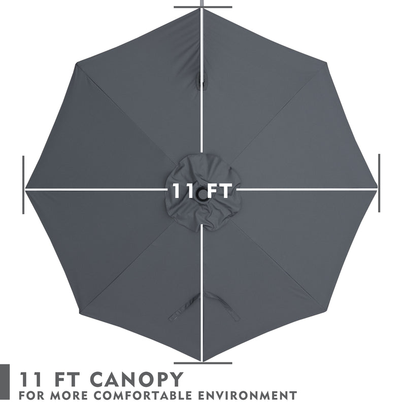 Top - down view of a 11 - foot gray patio umbrella canopy, designed to create a more comfortable outdoor environment.
A 11 - ft canopy of an outdoor umbrella shown from above, emphasizing comfort in the outdoor setting.“10 FT Patio Umbrella Canopy for Comfortable Outdoors”
“11 - Foot Canopy: Enhance Your Outdoor Comfort”11 ft umbrella canopy, patio umbrella, outdoor umbrella, comfortable outdoor environment, gray umbrella canopy
