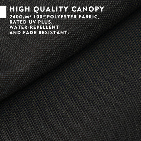 Close - up of a high - quality umbrella canopy fabric. Made of 240g/m² 100% polyester, it's UV rated, water - repellent, and fade - resistant.
Detailed view of an umbrella canopy material, highlighting its high - quality features: 240g/m² polyester, UV protection, water - repellency, and fade resistance.“High - Quality Umbrella Canopy: Polyester with UV & Water Resistance”，“Discover the Premium Umbrella Canopy: Fade - Resistant & Water - Repellent”umbrella canopy, high - quality canopy, 240g/m² polyester,