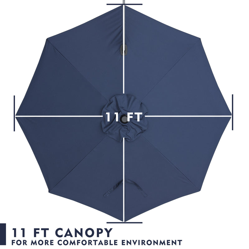 Top - down view of a 11 - foot navy blue patio umbrella canopy, designed to create a more comfortable outdoor environment.
A 11 - ft canopy of an outdoor umbrella shown from above, emphasizing comfort in the outdoor setting.“11 FT Patio Umbrella Canopy for Comfortable Outdoors”
“11 - Foot Canopy: Enhance Your Outdoor Comfort”11 ft umbrella canopy, patio umbrella, outdoor umbrella, comfortable outdoor environment, navy blue umbrella canopy
