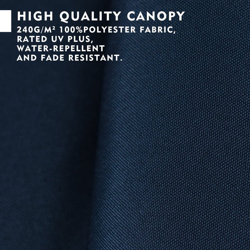 Close - up of a high - quality umbrella canopy fabric. Made of 240g/m² 100% polyester, it's UV rated, water - repellent, and fade - resistant.
Detailed view of an umbrella canopy material, highlighting its high - quality features: 240g/m² polyester, UV protection, water - repellency, and fade resistance.“High - Quality Umbrella Canopy: Polyester with UV & Water Resistance”，“Discover the Premium Umbrella Canopy: Fade - Resistant & Water - Repellent”umbrella canopy, high - quality canopy, 240g/m² polyester,