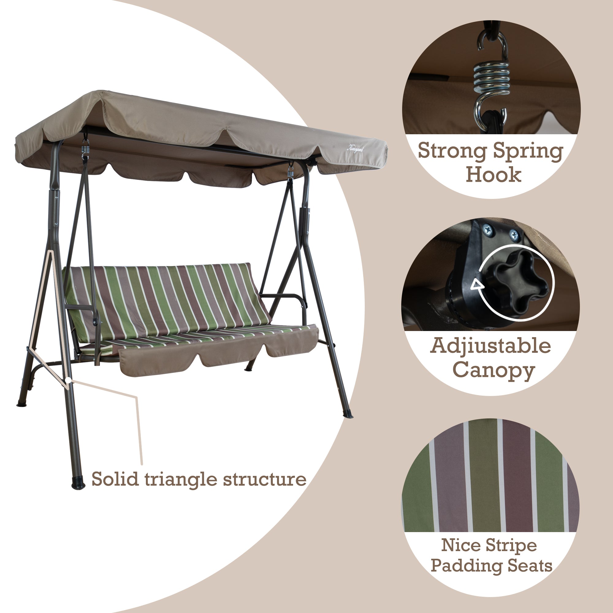 Kozyard Alicia Patio Swing Chair with 3 Comfortable Cushion Seats