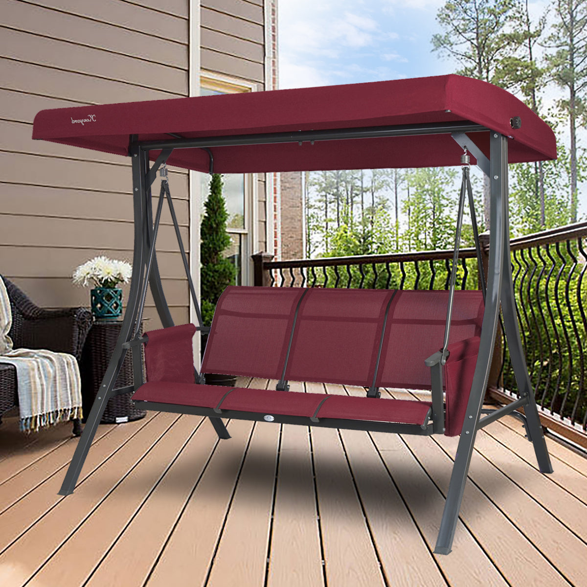 Red patio swing online
