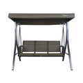 A taupe-colored outdoor swing chair by Kozyard. The swing features a sturdy black metal frame, a canopy for shade, and a three-seater bench with taupe fabric. It's a comfortable and stylish piece of outdoor furniture ideal for relaxation. Kozyard Taupe Outdoor Swing Chair for Relaxing.
Kozyard swing chair, outdoor swing, taupe swing, black metal frame, outdoor relaxation

