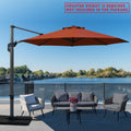 A red cantilever patio umbrella set up on a wooden deck overlooking the lake. Note: Counter weight is required and not included in the package.
Outdoor offset umbrella providing shade near wicker chairs by the lake side. Counter weight needed, not part of the package. Lake side Cantilever Umbrella: Counter Weight Not Included. Ocean - View Patio Umbrella: Counter Weight Required. cantilever umbrella, patio umbrella, outdoor umbrella, seaside umbrella, counter weight, wicker chairs, lake - view