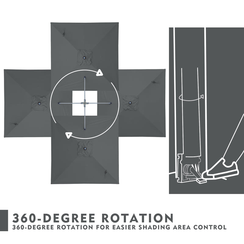 Kozyard Square Cantilever Umbrella 10ft × 10ft (4 Color Options)