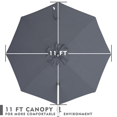 Top - down view of a 11 - foot gray patio umbrella canopy, designed to create a more comfortable outdoor environment.
A 11 - ft canopy of an outdoor umbrella shown from above, emphasizing comfort in the outdoor setting. 11 FT Patio Umbrella Canopy for Comfortable Outdoors. 11 - Foot Canopy: Enhance Your Outdoor Comfort. 11 ft umbrella canopy, patio umbrella, outdoor umbrella, comfortable outdoor environment, gray umbrella canopy