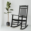 Black Wooden Rocking Chair with Potted Plant
A black wooden rocking chair with a classic design, placed beside a potted plant with large, variegated leaves. Ideal for creating a cozy and stylish indoor or outdoor seating area.
