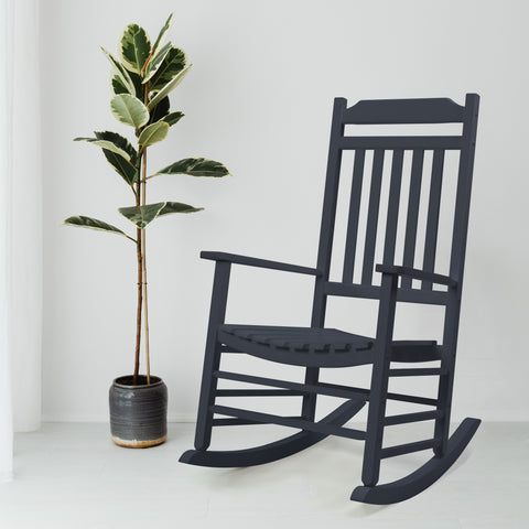 Kozyard High Back Slat Porch Rocking Chair, Solid Wood Rocker