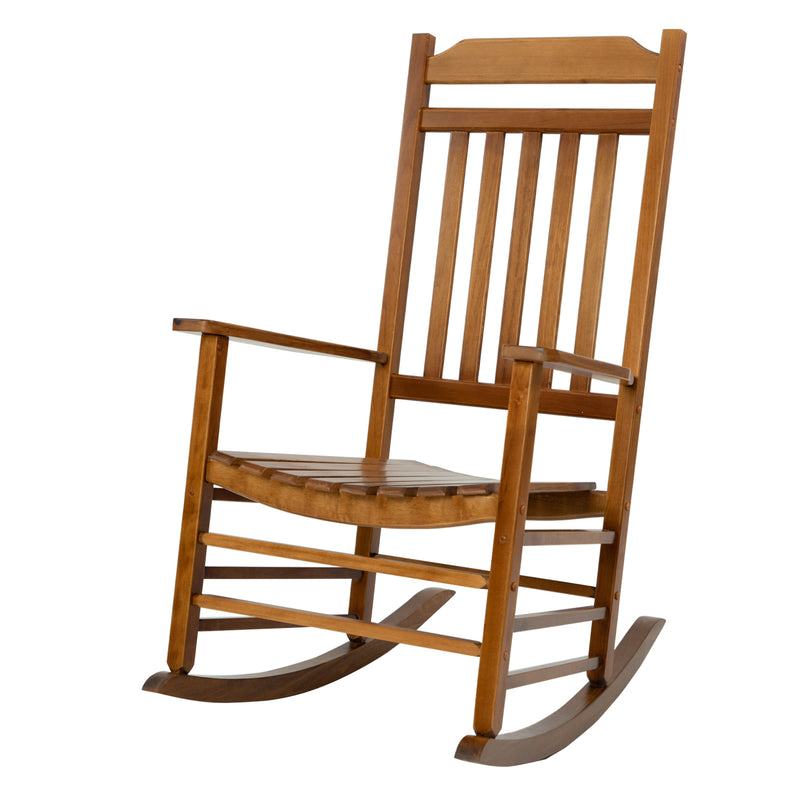 Kozyard High Back Slat Porch Rocking Chair, Solid Wood Rocker for Outdoor Or Indoor Use (4 Colors Options)