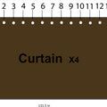 A diagram of a gazebo curtain, measuring 131.5 inches in width and 75.9 inches in height. The curtain has 14 evenly - spaced grommets along the top edge. The text on the curtain reads "Curtain x4", indicating that there are four such curtains. This design is likely for use with an outdoor gazebo. Outdoor Gazebo Curtain Dimensions and Design (Pack of 4). Outdoor Gazebo Curtain Dimensions and Design (Pack of 4)