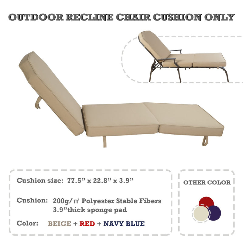 Kozyard Comfort Outdoor Chaise Lounge Cushion (3 Color Options )