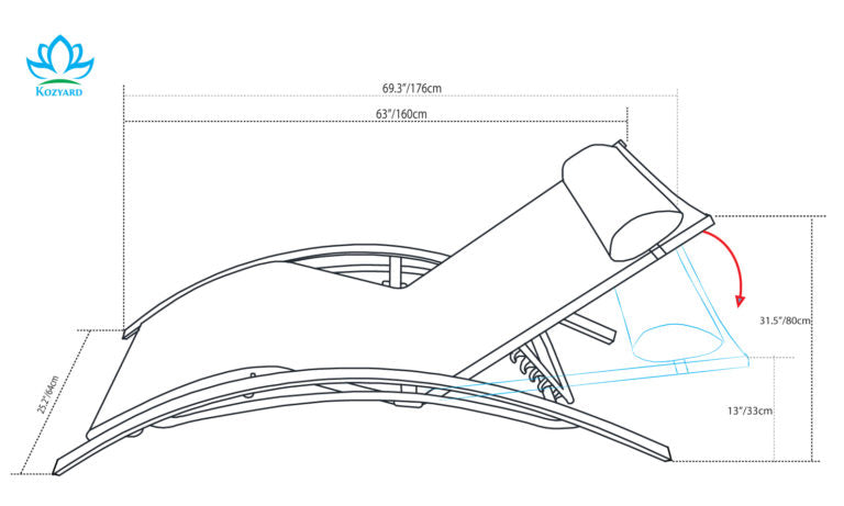 Kozyard KozyLounge Elegant Patio Reclining Adjustable Chaise Lounge（6 Options）