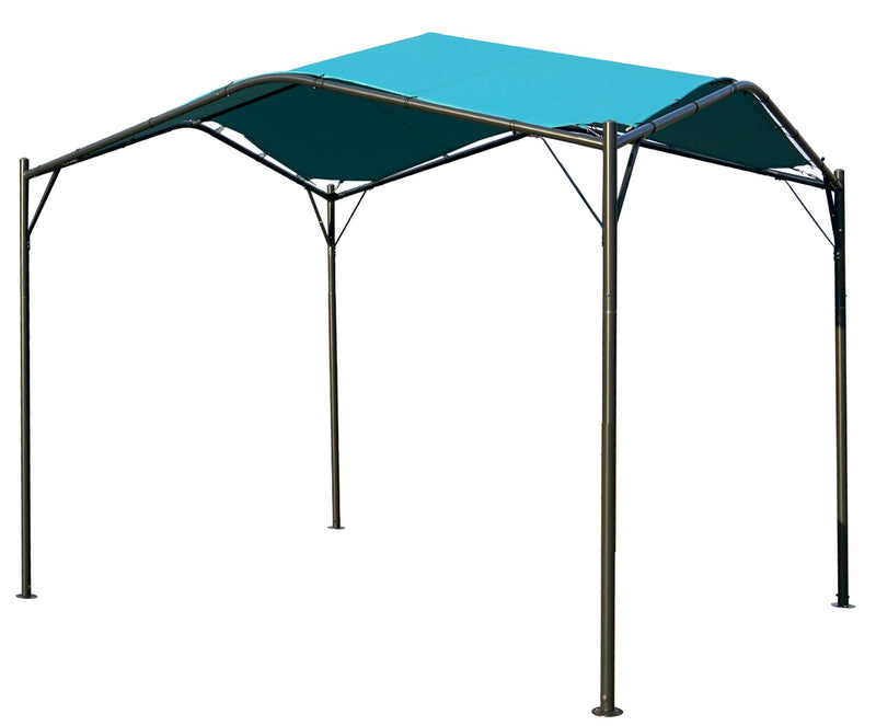 A sun shade gazebo with a sturdy metal frame and a blue canopy. It is designed to provide shade, protecting from the sun's rays, and is suitable for outdoor use in yards or gardens.Blue Sun Shade Gazebo for Outdoor Protection.sun shade gazebo, metal frame, blue canopy, outdoor shade, sun protection.