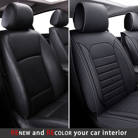 Car Interior Recolor Seat Covers (Black/Beige) - Renew worn seats with microfiber leather covers (black/beige options), stylish, durable, perfect for refreshing your car cabin’s appearance