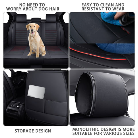 Stylish Striped Car Seat Covers - Beige microfiber leather with exquisite stripe design, upgrades car interior look while offering durable, comfortable seating for commutes & long drives