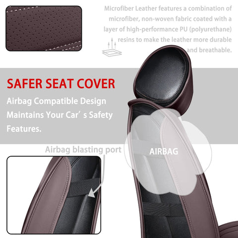 Tomic Yolanda Waterproof Faux Leather 5pcs Auto Seat Cover (Protector) Full Set, Universal Car Accessories Fit for Most Sedans SUV Pick-up Truck (5 Color Options)