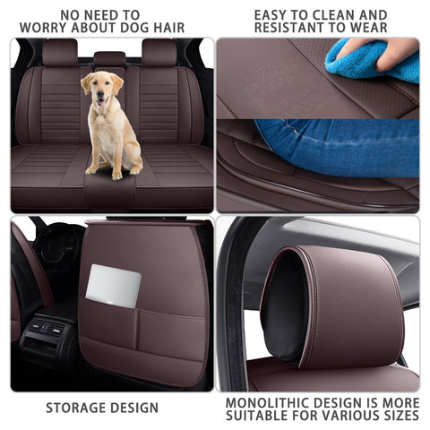 Stylish Striped Car Seat Covers - Beige microfiber leather with exquisite stripe design, upgrades car interior look while offering durable, comfortable seating for commutes & long drives
