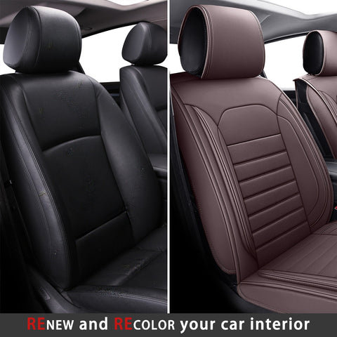 Car Interior Recolor Seat Covers (Black/Beige) - Renew worn seats with microfiber leather covers (black/beige options), stylish, durable, perfect for refreshing your car cabin’s appearance