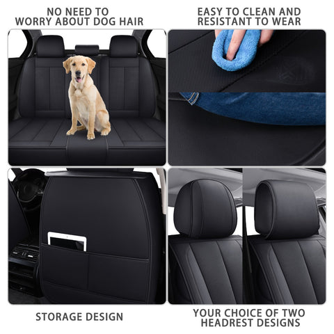 TOMIC Nephele Waterproof Faux Leather Auto Seat Cover (Protector) Full Set, Universal Car Accessories Fit for Most Sedans SUV Pick-up Truck(3 Color Options)