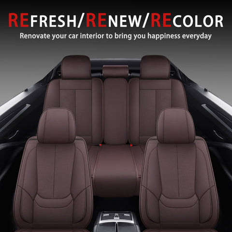 TOMIC Nephele Waterproof Faux Leather Auto Seat Cover (Protector) Full Set, Universal Car Accessories Fit for Most Sedans SUV Pick-up Truck(3 Color Options)