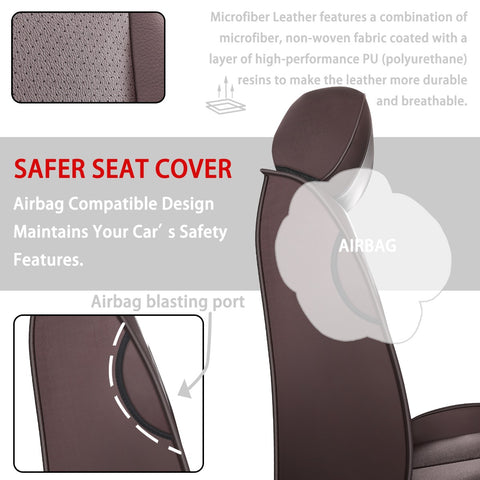 TOMIC Nephele Waterproof Faux Leather Auto Seat Cover (Protector) Full Set, Universal Car Accessories Fit for Most Sedans SUV Pick-up Truck(3 Color Options)