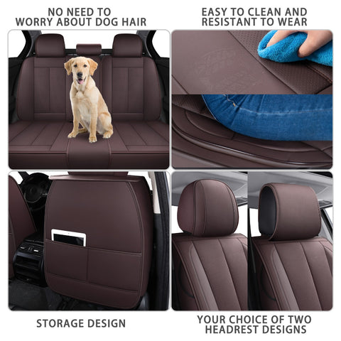 TOMIC Nephele Waterproof Faux Leather Auto Seat Cover (Protector) Full Set, Universal Car Accessories Fit for Most Sedans SUV Pick-up Truck(3 Color Options)