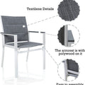 Outdoor Patio Chair Features Overview
An outdoor patio chair highlighting details like Textilene material, polywood - topped armrests, and easy assembly. Keywords: outdoor chair, patio furniture, Textilene, polywood armrests