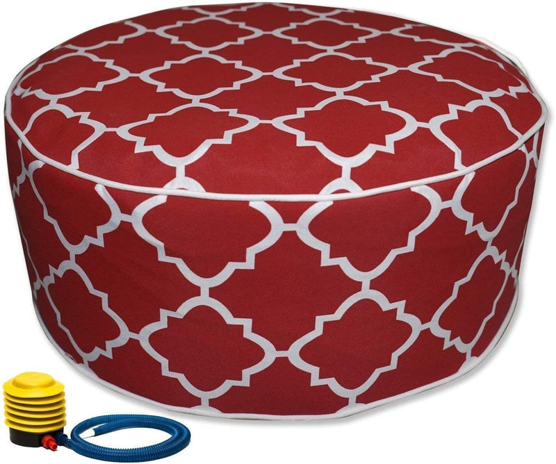 Kozyard Inflatable Stool Ottoman Used for Indoor or Outdoor, Kids or Adults, Camping or Home-Red