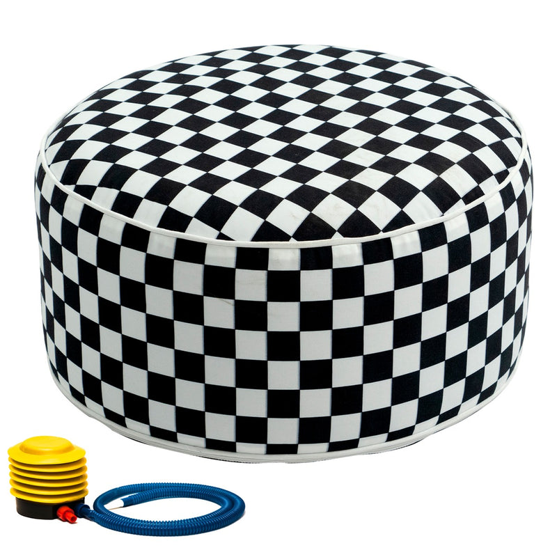 Kozyard Inflatable Stool Ottoman Used for Indoor or Outdoor, Kids or Adults, Camping or Home (Checker-board)