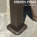 Gazebo's Sturdy Poles
A close - up of a gazebo pole, highlighting its strong construction. The pole is 3.93"x 3.93" and there are 4 such poles. Keywords: gazebo poles, sturdy construction, pole dimensions
