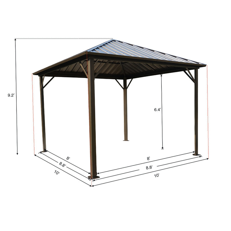 Kozyard Rosana 10'x10' Hardtop Aluminum Permanent Gazebo with 2-Layer Sidewalls (Rosana 10'x10')