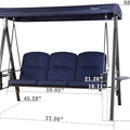 Navy Blue Outdoor Swing Bench Dimensions
A navy blue outdoor swing bench with labeled dimensions, such as overall height (68.11"), seat width (59.05"), etc. Ideal for understanding its size and suitability for various outdoor spaces.