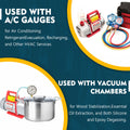 Title: Kozyvacu Vacuum Pump Applications - A/C Gauges & Vacuum Chambers
Alt Text: Kozyvacu vacuum pump used with A/C gauges for HVAC services and vacuum chambers for wood stabilization, essential oil extraction, silicone, and epoxy degassing, on a blue background.
Keywords: Kozyvacu vacuum pump, A/C gauges, vacuum chambers, HVAC services, refrigerant evacuation, wood stabilization, essential oil extraction, silicone degassing, epoxy degassing, refrigeration tool.