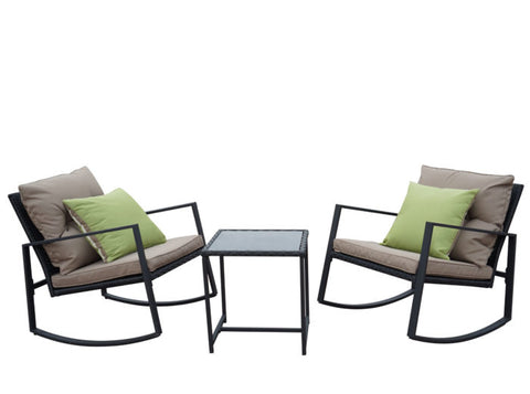 Kozyard Moana Outdoor 3-Piece Rocking Wicker Bistro Set