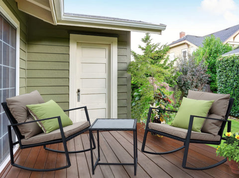Kozyard Moana Outdoor 3-Piece Rocking Wicker Bistro Set